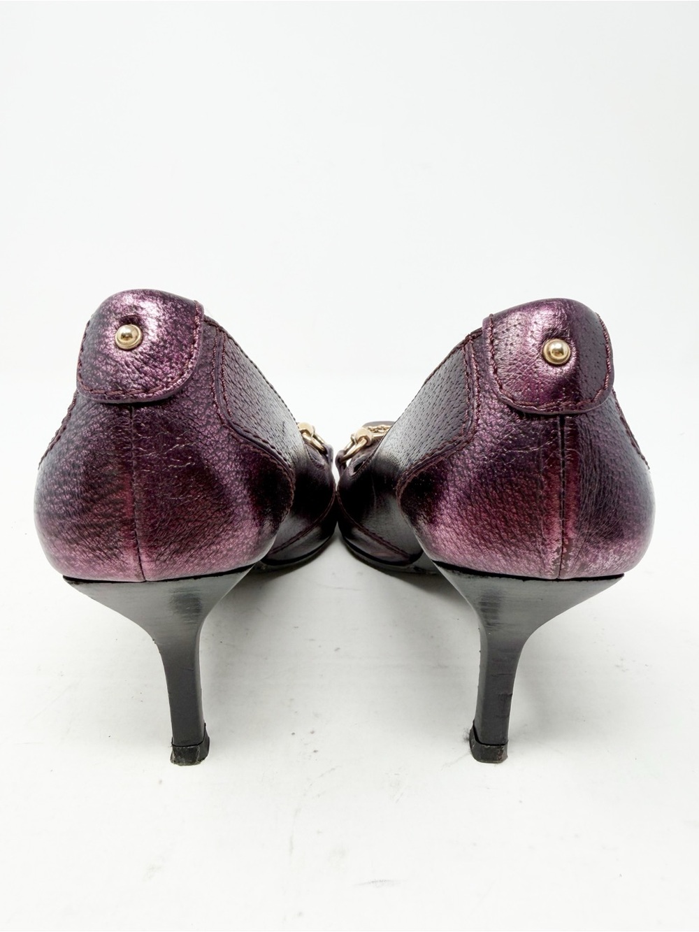 Gucci Horsebit Metallic Purple Heels Womens Size EU 36.5 - Picture 4 of 12